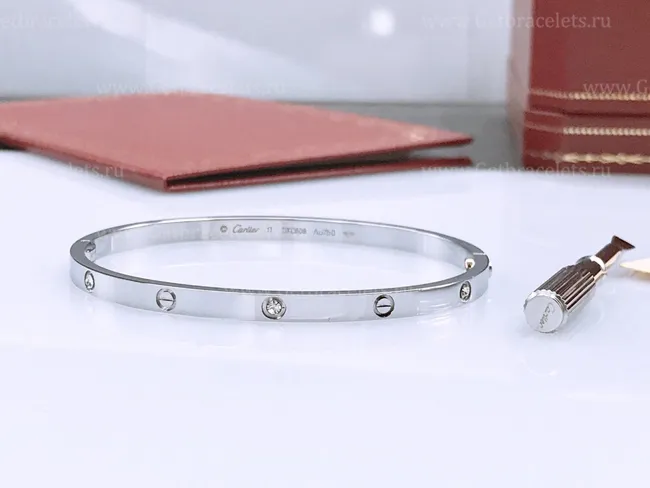 Copy Cartier Love Bracelet SM with 6 Diamonds White Gold B6047717 1:1 Version