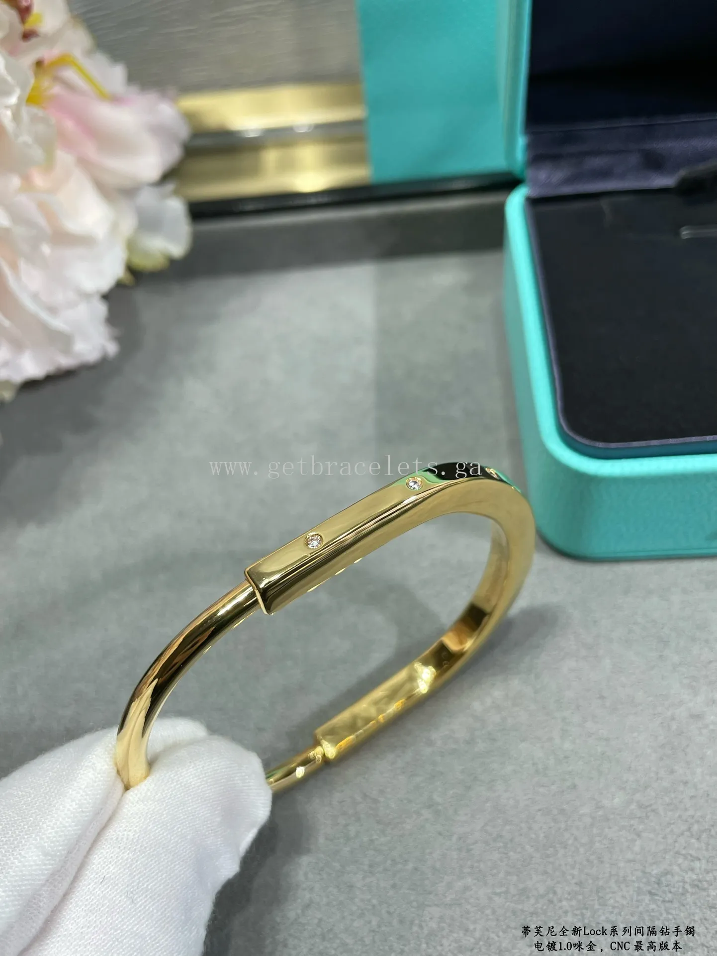Tiffany Lock Bangle in White Gold/Rose Gold/Yellow Gold with Diamond Accents