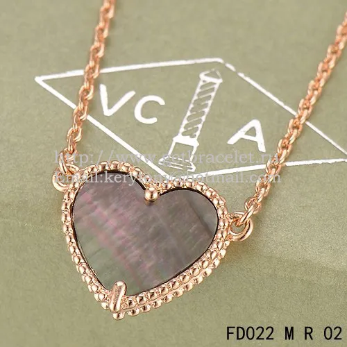 Van Cleef Arpels Sweet Alhambra Heart Pendant Pink Gold With Gray Mother Of Pearl