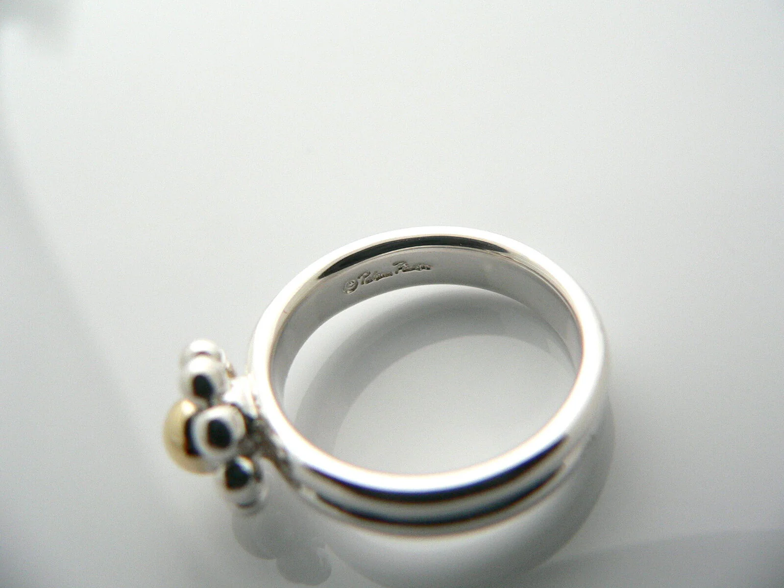 Tiffany & Co Silver 18K Gold Picasso Jolie Flower Bead RIng Band Sz 6 Gift Love