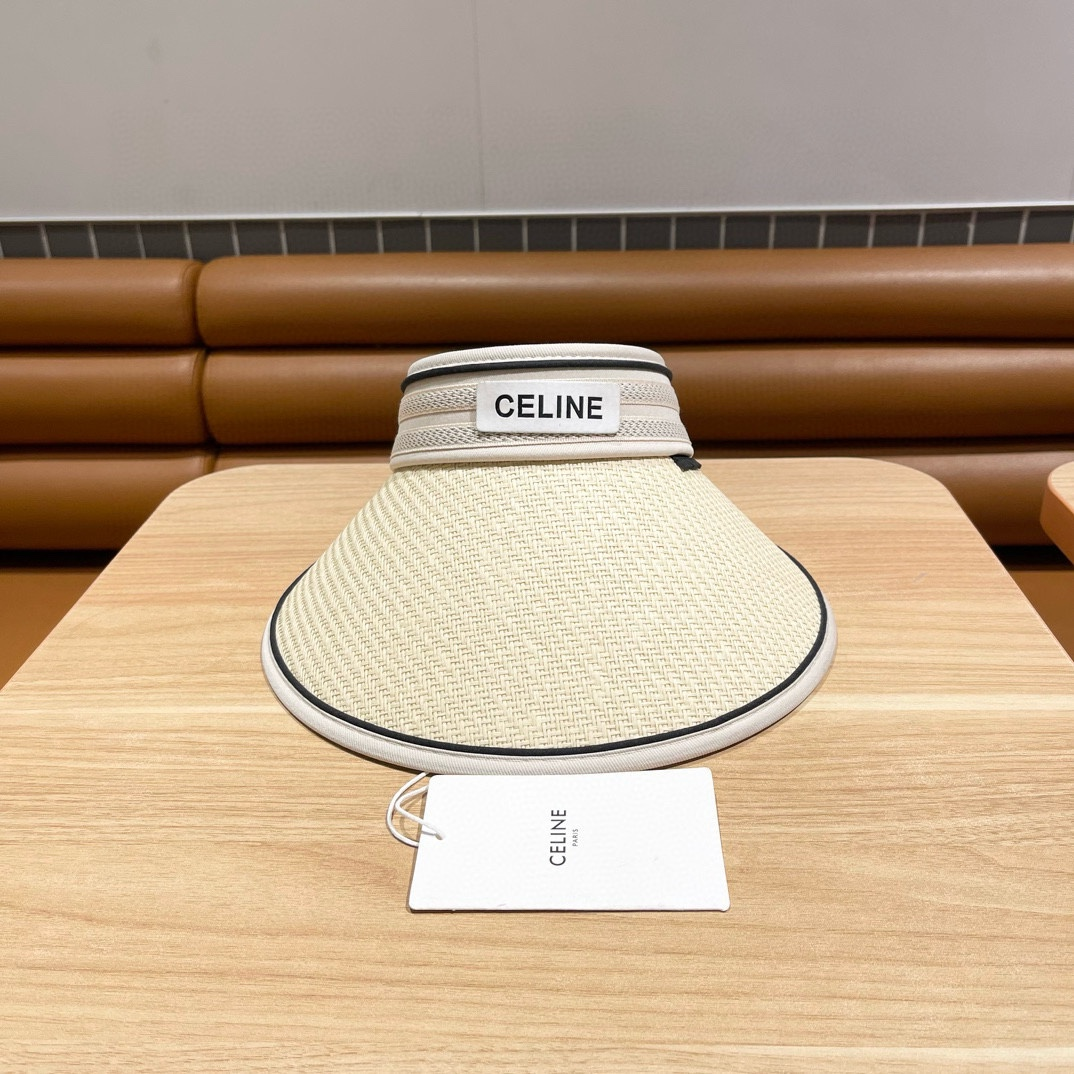 Celine  Straw Hat, Letter Hat, Empty Top Hat Sunhat （Replica）