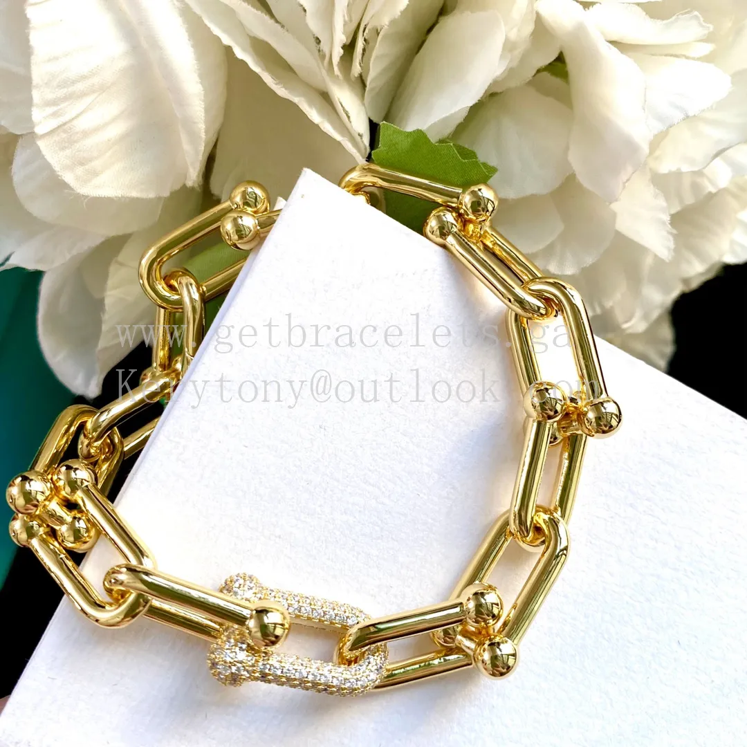 Tiffany HardWear Large Link Bracelet in Yellow Gold/White Gold/Rose Gold with Diamonds