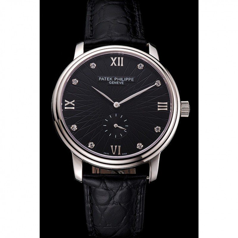 Calatrava Dial Black 41 mm, Stainless Steel