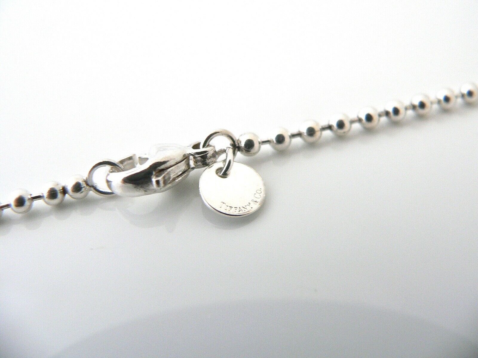 Tiffany & Co Silver Necklace 4 Pendant Charm 21 Inch Bead Chain Longer Gift