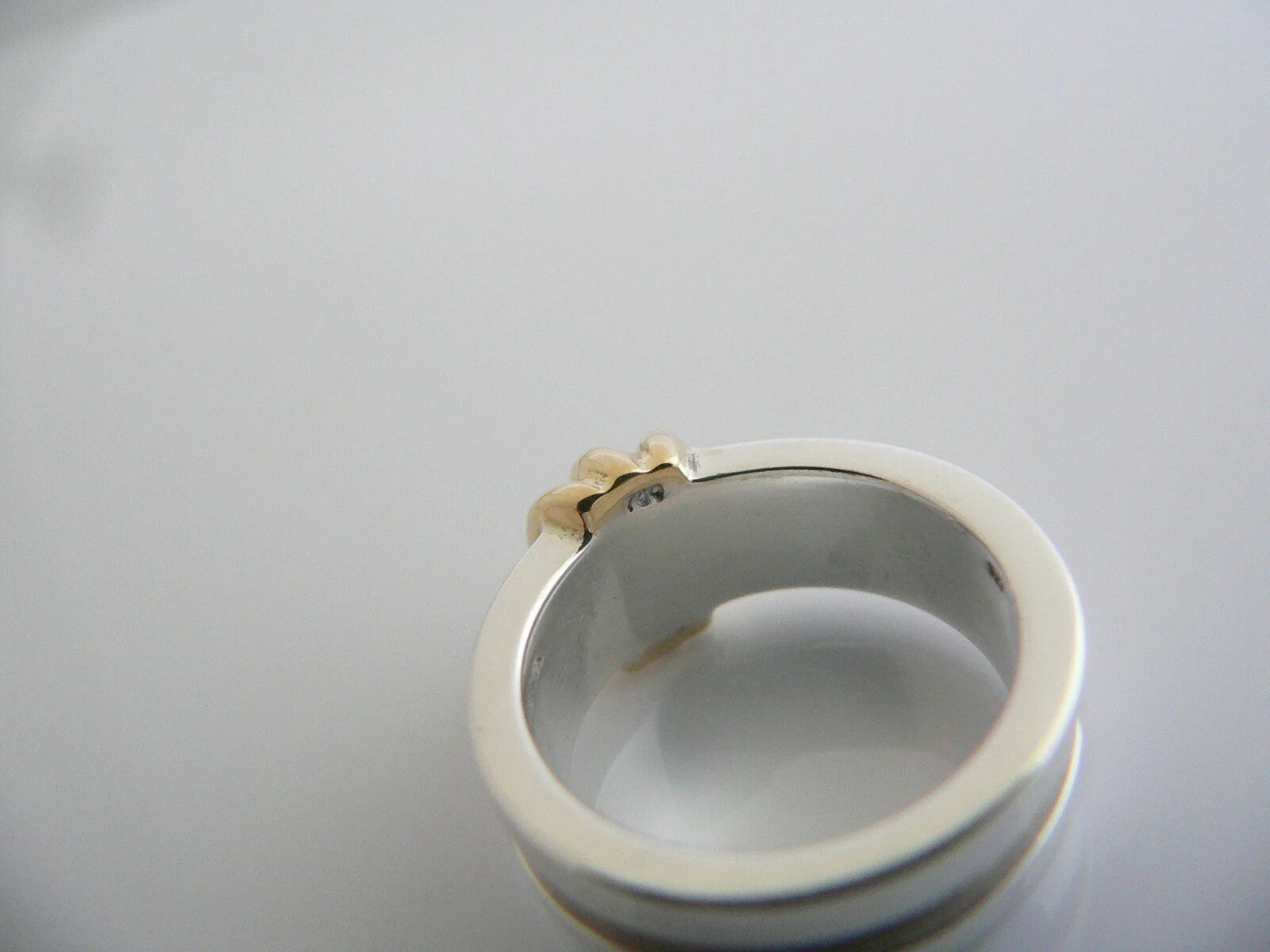 Tiffany & Co Silver 18K Gold Ring Atlas Band Sz 5.75 Love Promise Gift T and Co