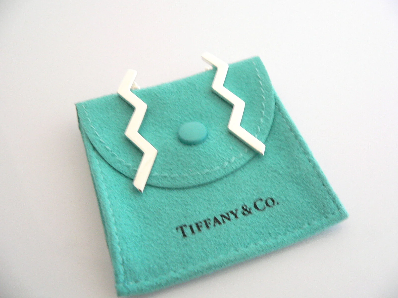 Tiffany & Co Silver Zig Zag Earrings Long Picasso Gift Pouch Love Silver Present