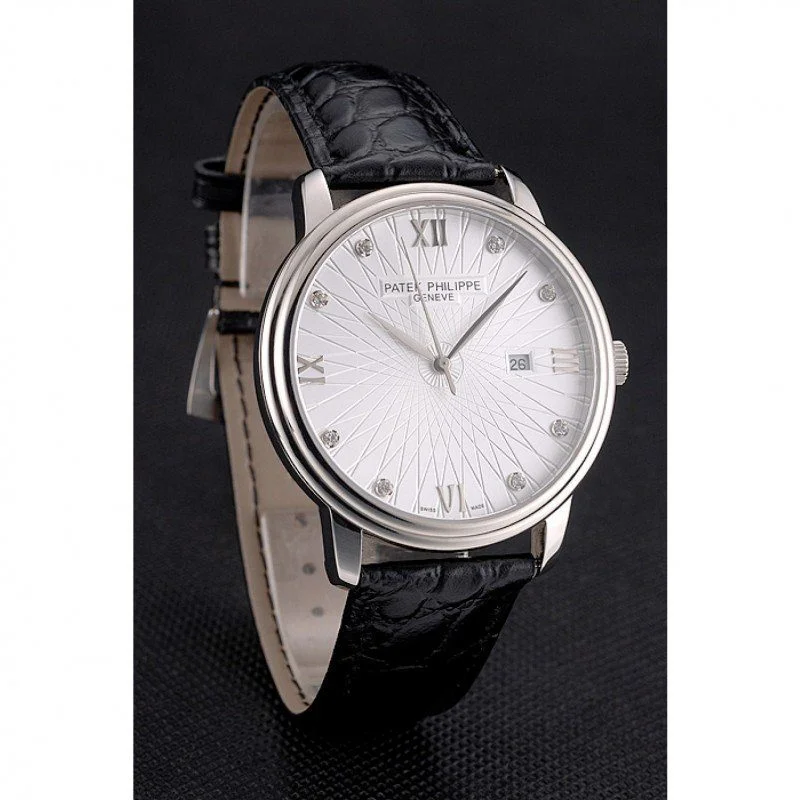 Calatrava Date Dial White 41 mm, Stainless Steel