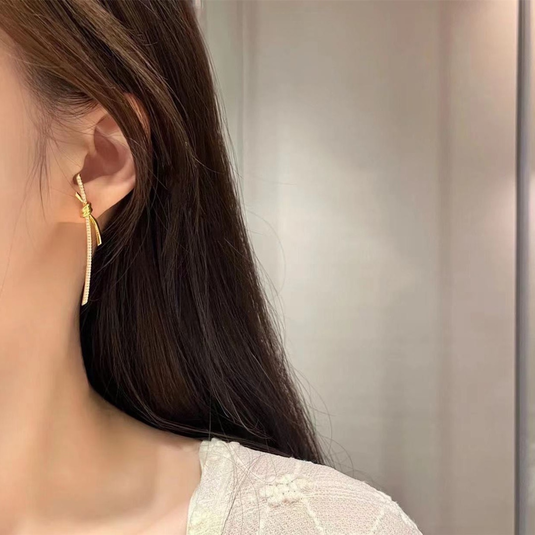 Tiffany Knot Drop Earrings, Rose Gold & Gold & White Gold