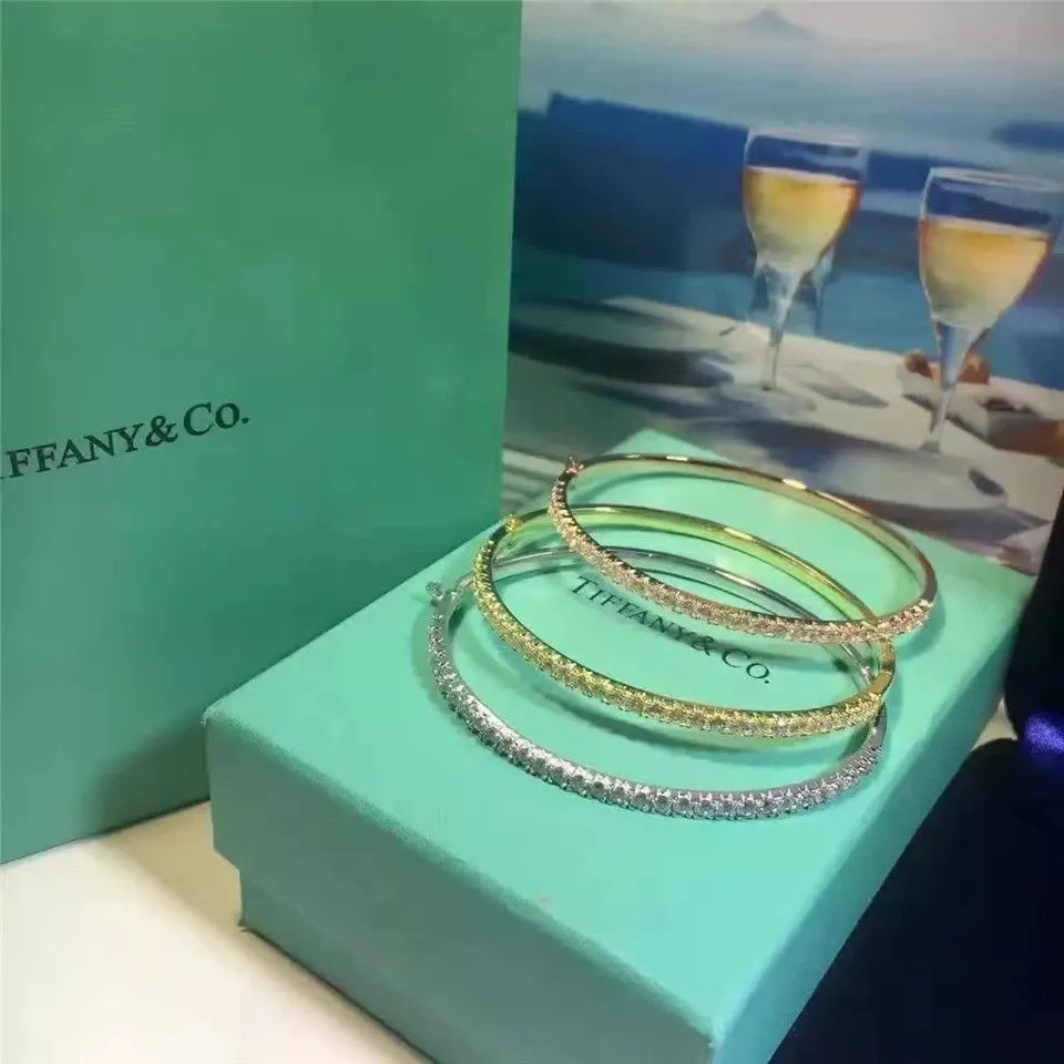 Tiffany Metro Hinged Bangle Sterling Silver Diamonds Jewelry Online Shop