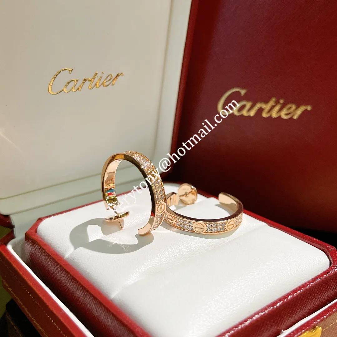 Women��s Jewellery Cartier Love Earrings Yellow Gold/Rose Gold/White Gold With Diamonds N8515192 Cheap