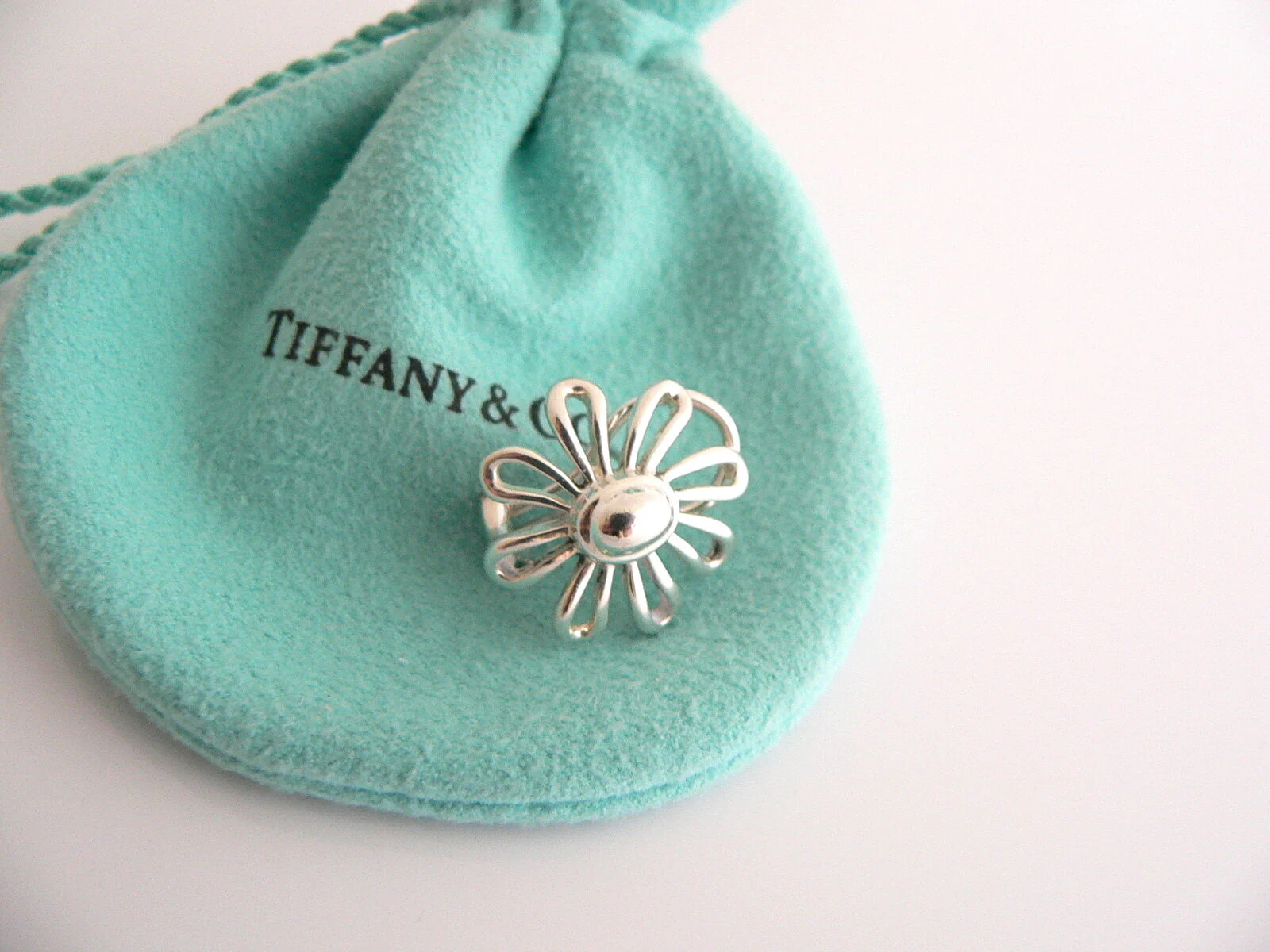 Tiffany & Co Picasso Large Silver Daisy Flower Earrings Studs Gift Pouch Huge