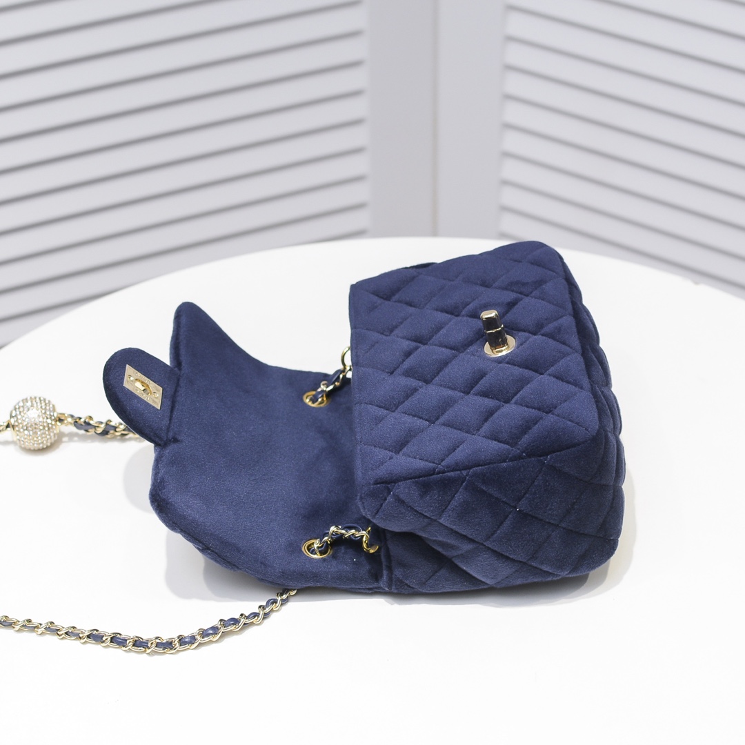 Chanel 1786 Velvet Rhinestones Shoulder Bag Handbag