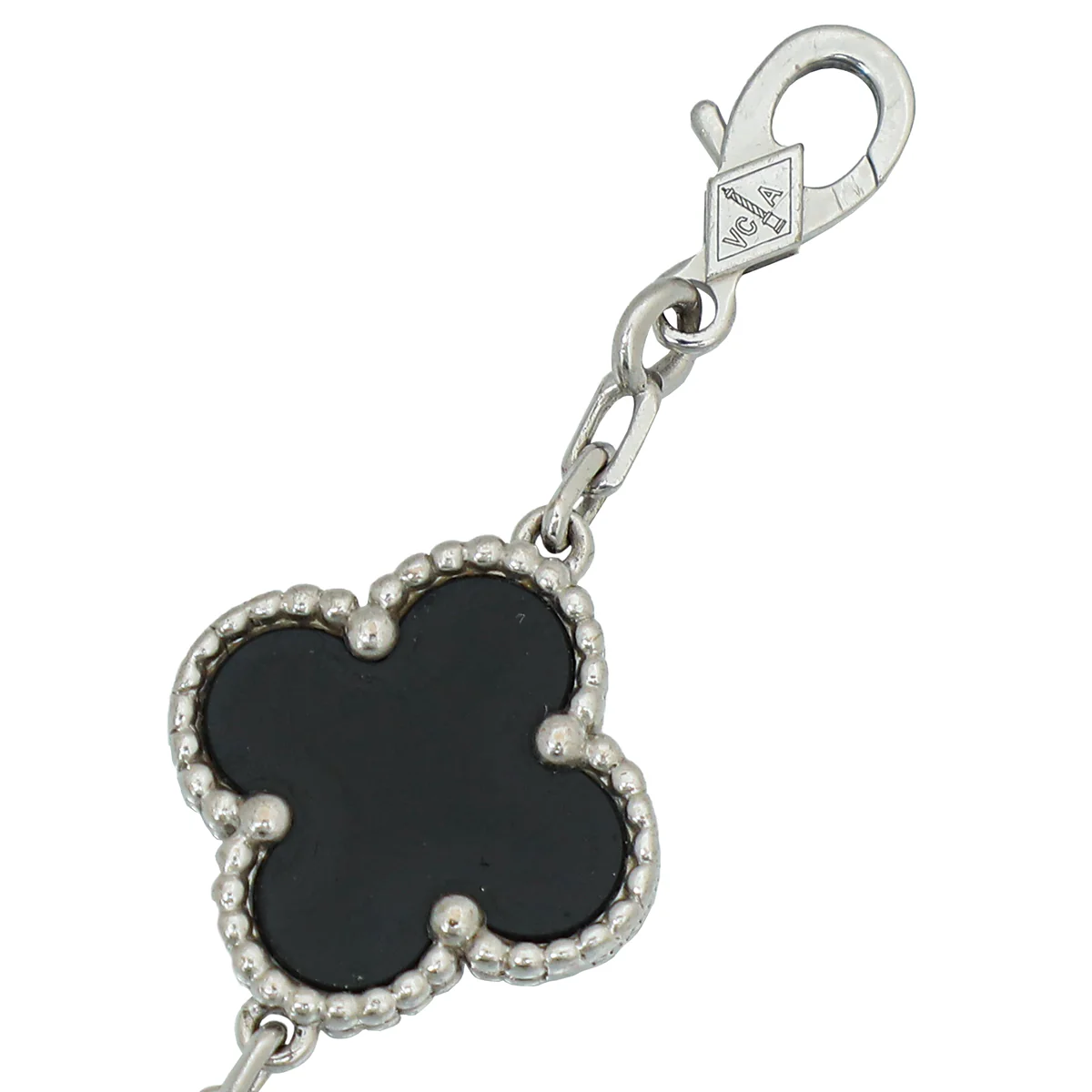 Van Cleef & Arpels 18K White Gold Diamond 5 Motifs Vintage Alhambra Bracelet