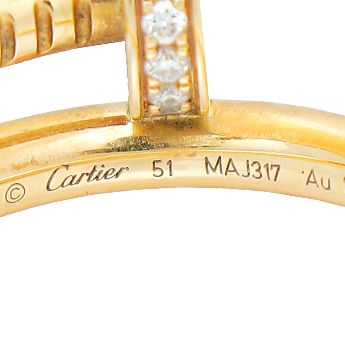 Cartier 18K Yellow Gold w/22 Diamonds Juste Un Clou Ring 51