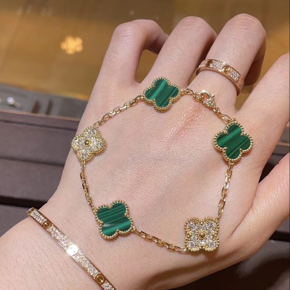 Van Cleef Bracelet Dupe, Green Clover& Diamonds