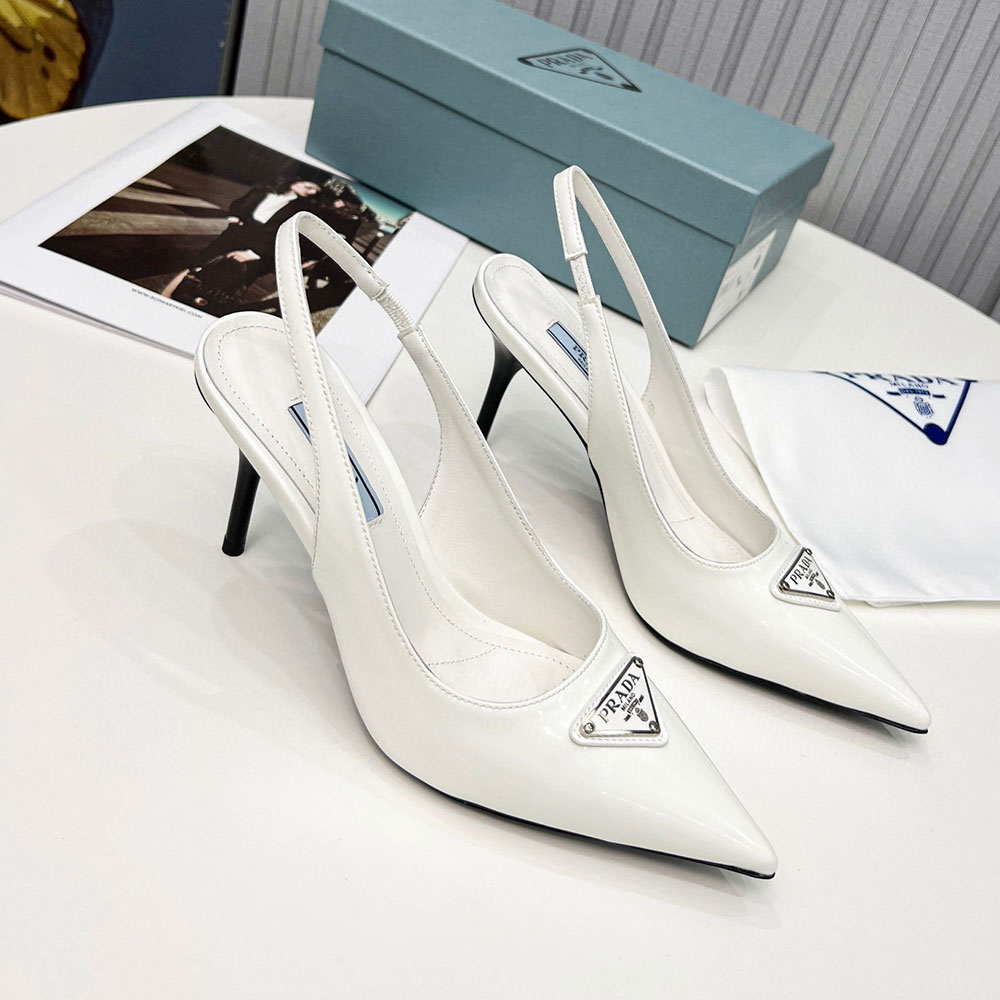 Prada  Stiletto  Bright Triangle Logo Sandals Slide (Replica)