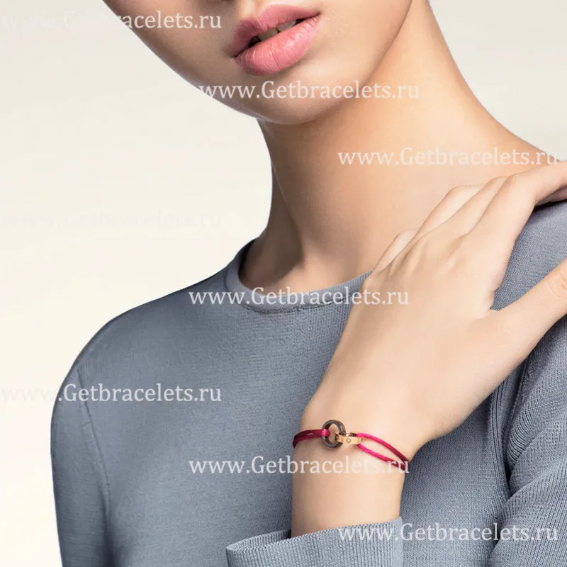 Replica Cariter Love Bracelet Double Ring Pink Gold and Brown Ceramic B6040100