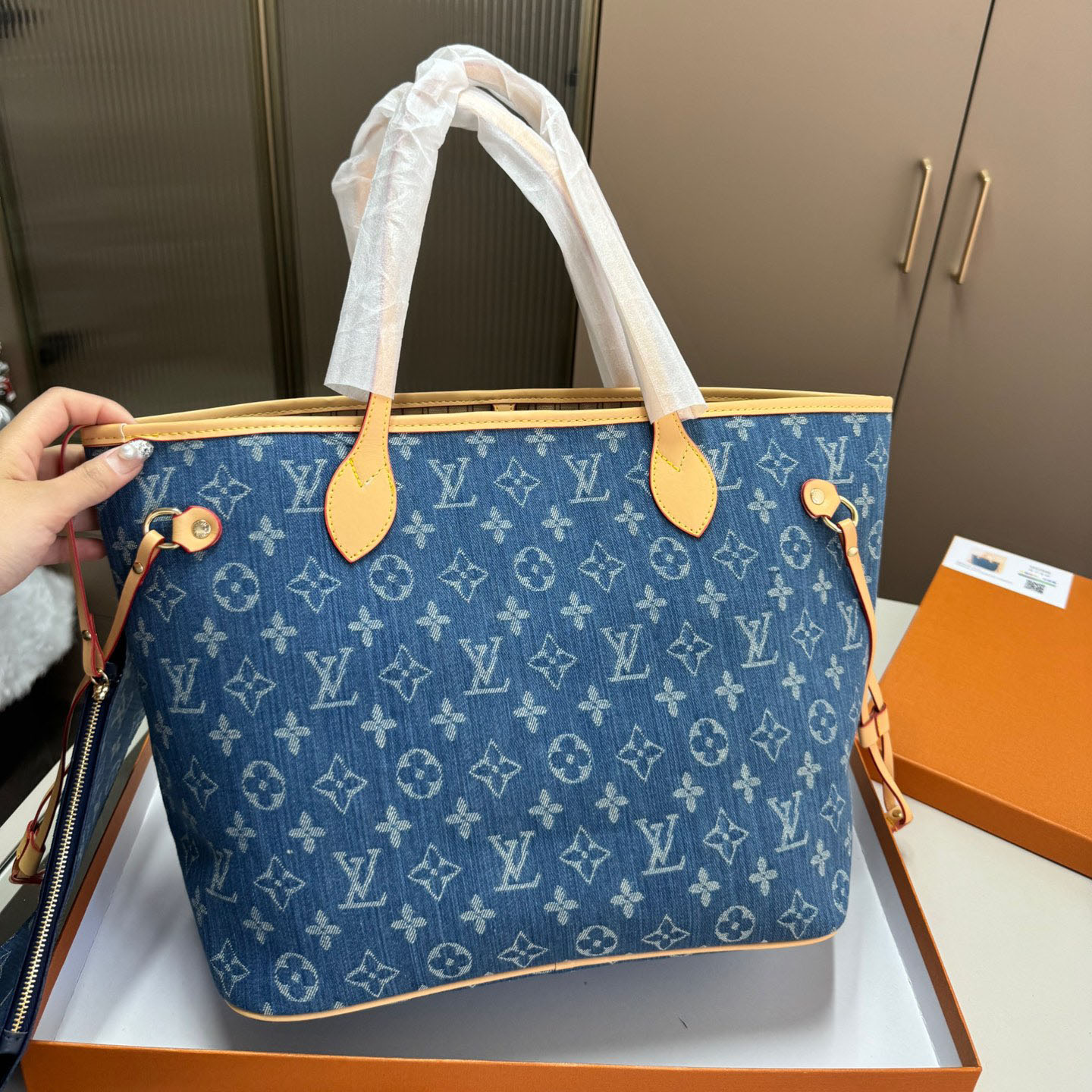 Louis Vuitton LV Denim Neverfull Shoulder Bag Handbag (Replica)