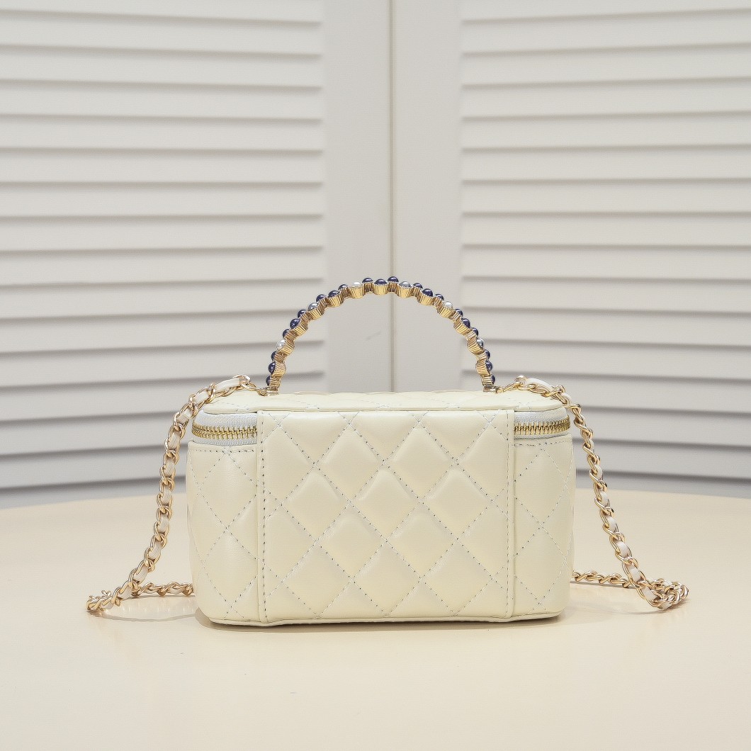Chanel Pearl Handle Box Bag Makeup Shoulder Bag Handbag
