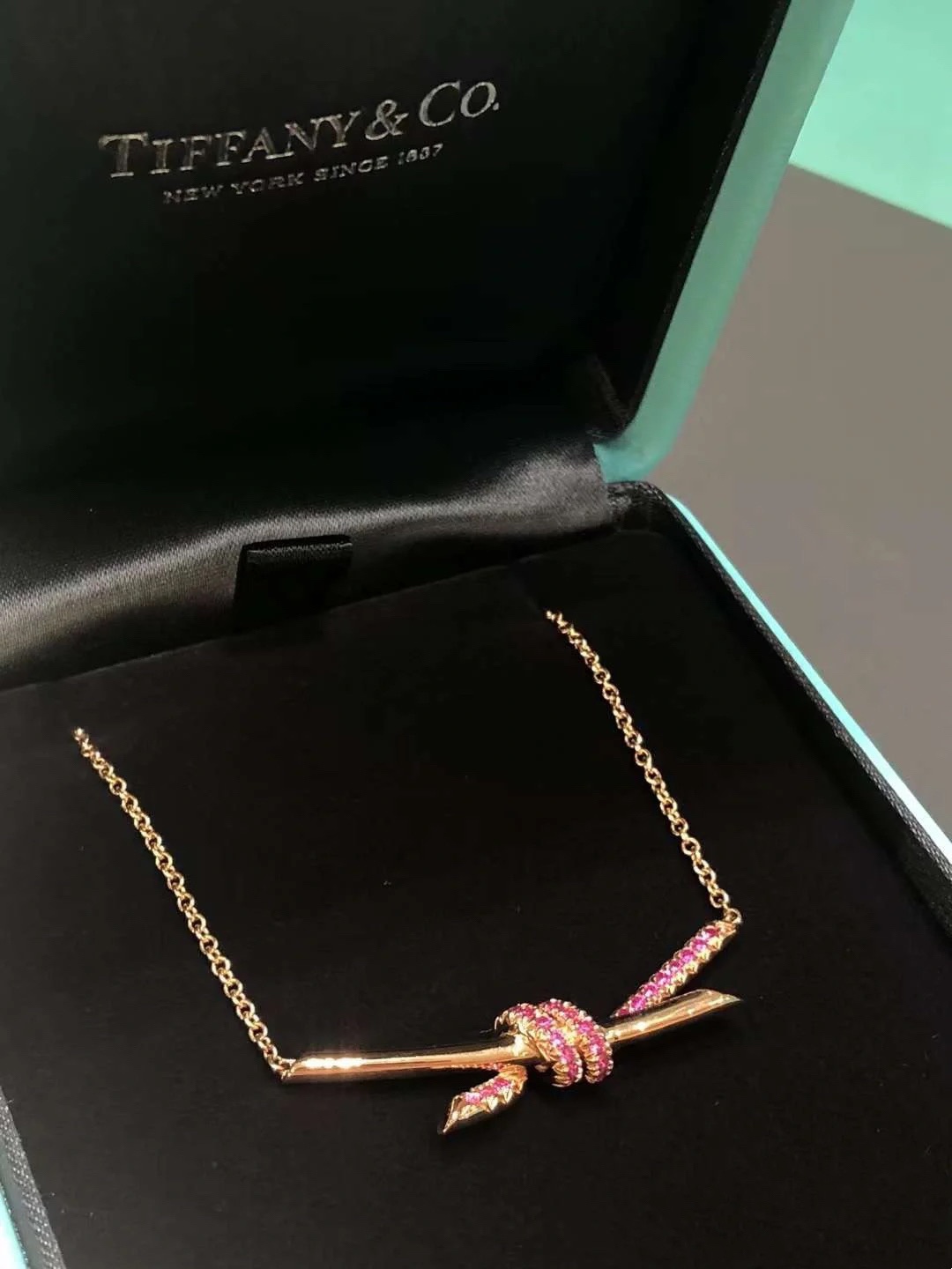 Tiffany Knot Necklace, Pink Diamond