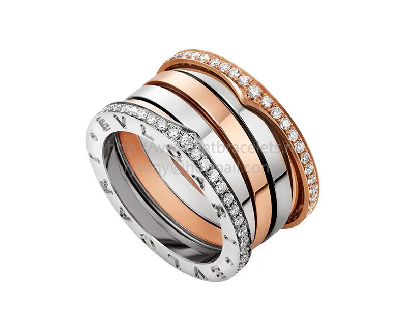 B.zero1 Labyrinth Ring in Rose and White Gold Set With Pave Diamonds