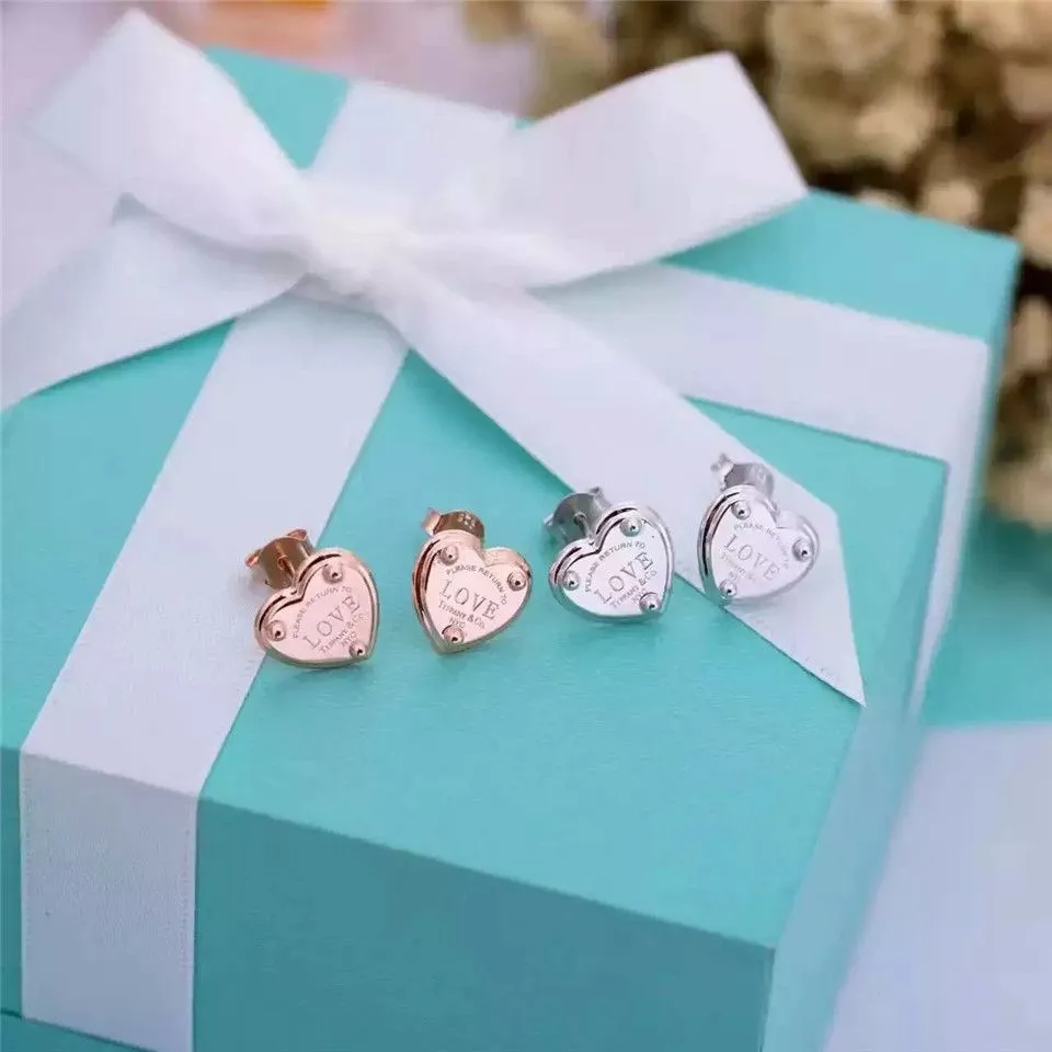 Wholesale Tiffany Heart Love Earrings Diamonds Latest  Women Fine Jewelry