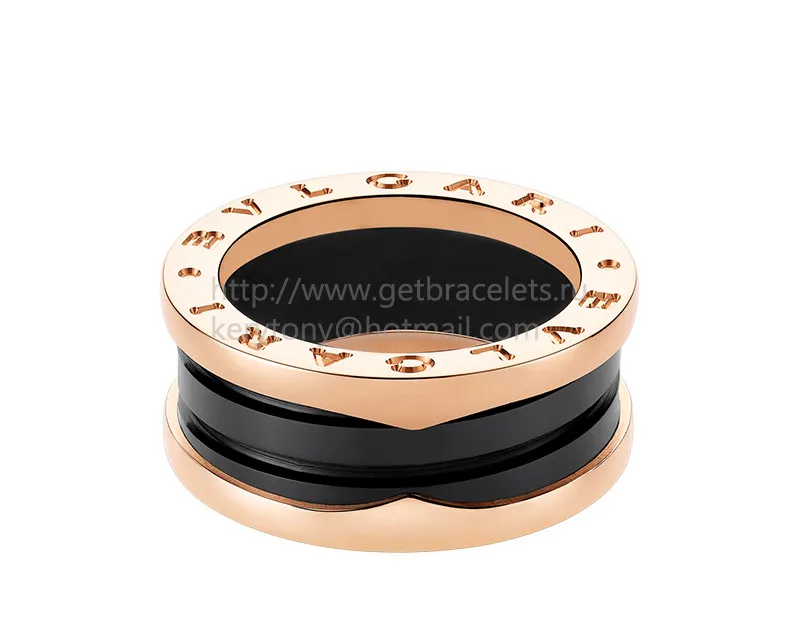 B.zero1 Black Ceramic and Rose Gold Ring