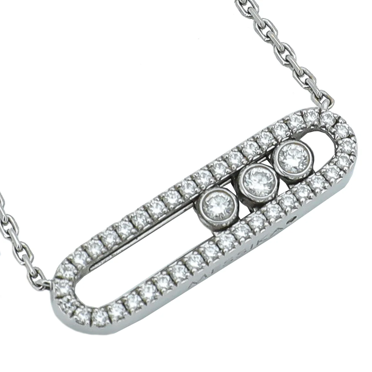 Messika 18K White Gold Pavé Diamond Baby Move Necklace