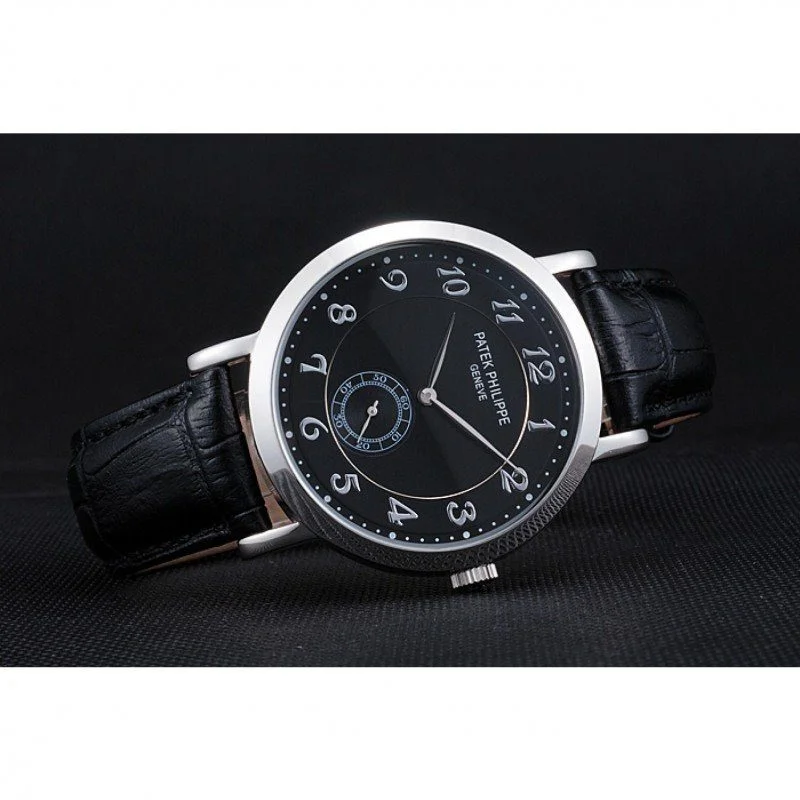 Calatrava Dial Black 42 mm, Stainless Steel