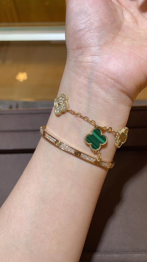 Van Cleef Bracelet Dupe, Green Clover& Diamonds