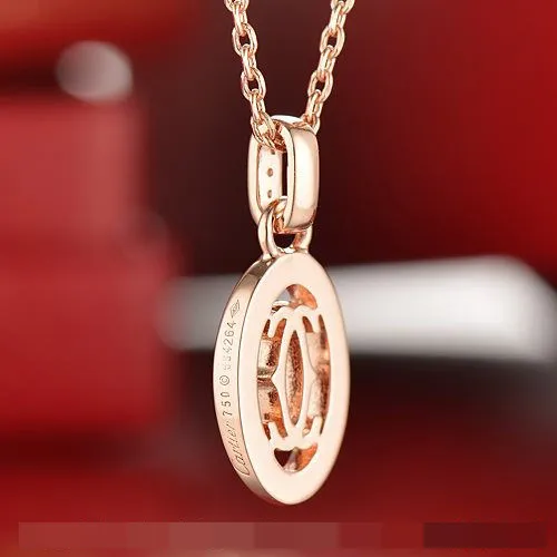 Cartier Logo Double C Necklace In Pink Gold With Diamonds