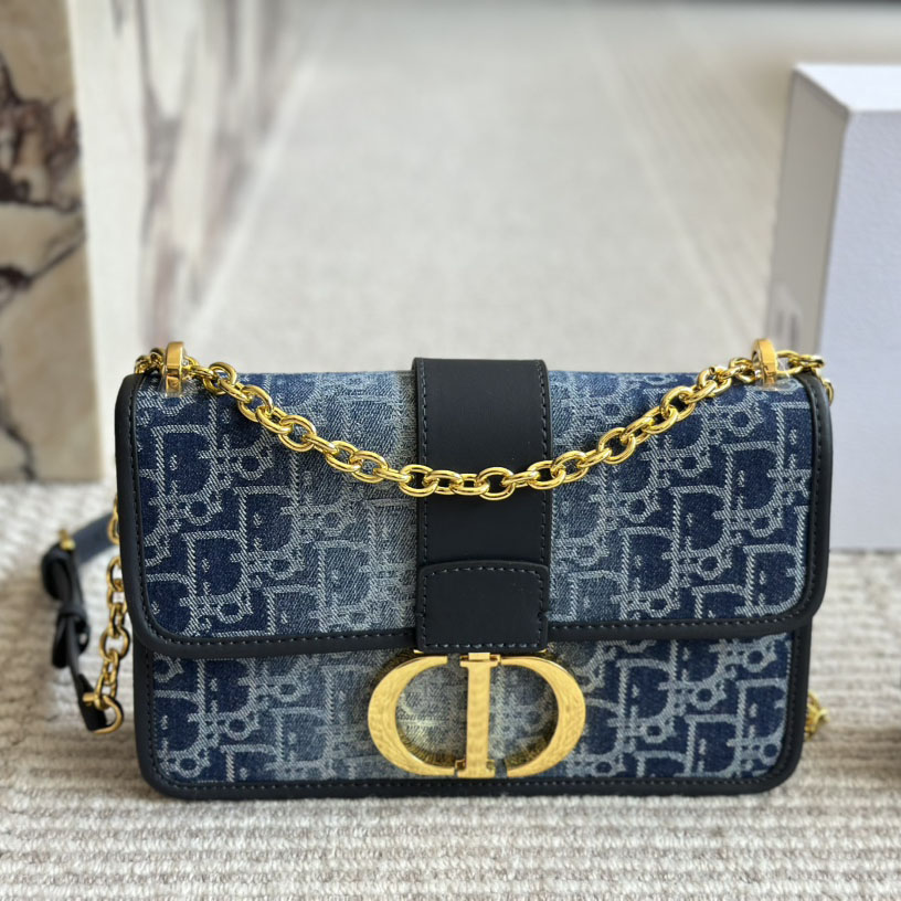 DIOR Denim Oblique 30 Montaigne Flap Bag (Replica)
