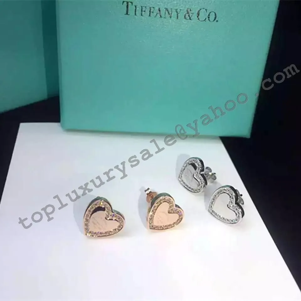 Top Tiffany Heart Earrings Sterling Silver Diamonds Fashion Style USA Wholesale Women