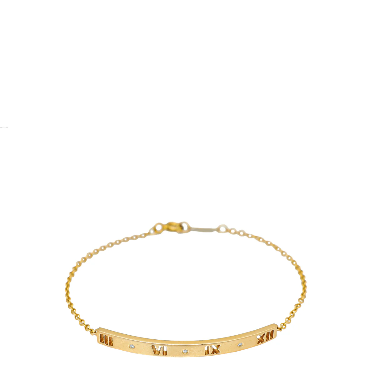 Tiffany & Co 18K Rose Gold Diamond Atlas Pierced Bar Bracelet