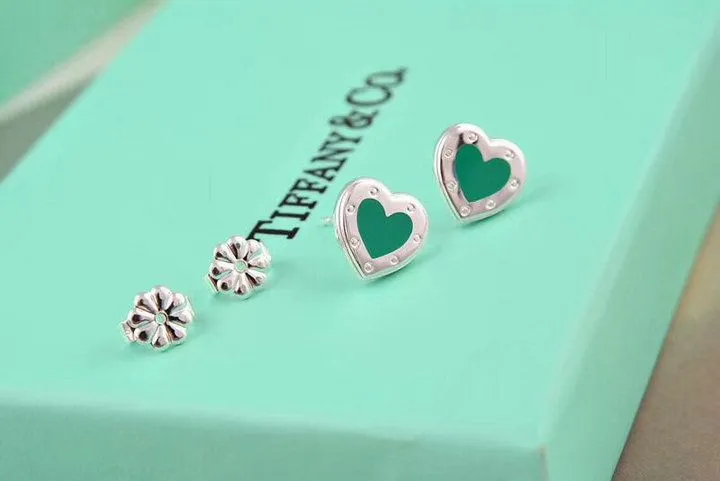 New Style Tiffany Replica Love Heart Earrings With Blue  60994862