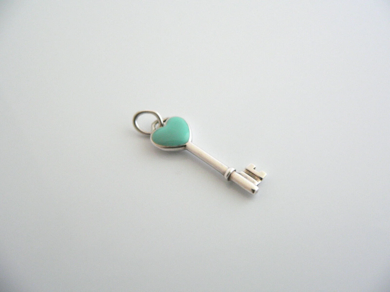 Tiffany & Co Silver Blue Enamel Heart Key Pendant Charm 4 Necklace Bracelet Gift