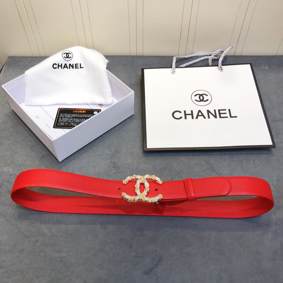 Chanel Belt With Double C Buckle Red Women Belt 30MM