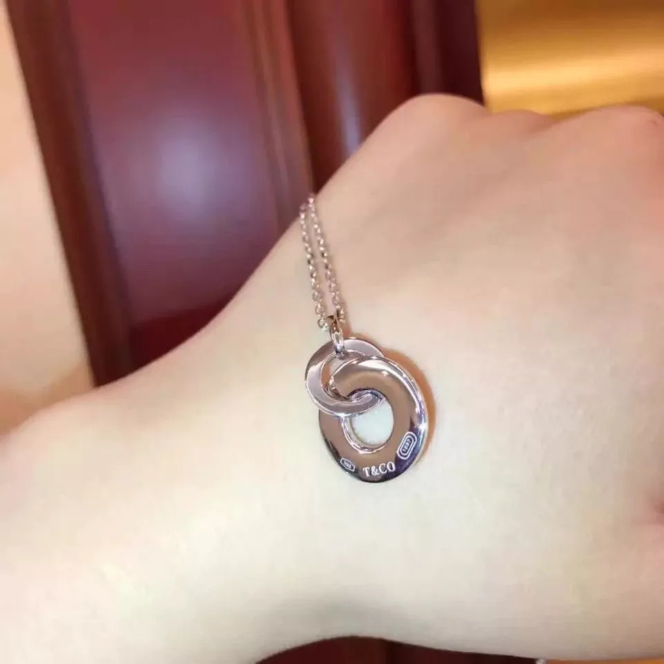 Tiffany 1837 Copy Double Interlocking Drop Pendant Necklace Latest Design Women 37359572