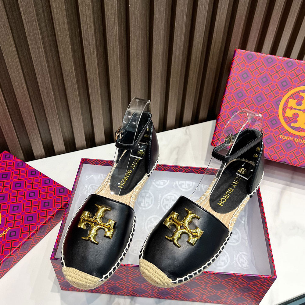 Tory Burch Eleanor D'orsay Stylish Flip-flops With Hemp Bottoms Sandals Slide (Replica)