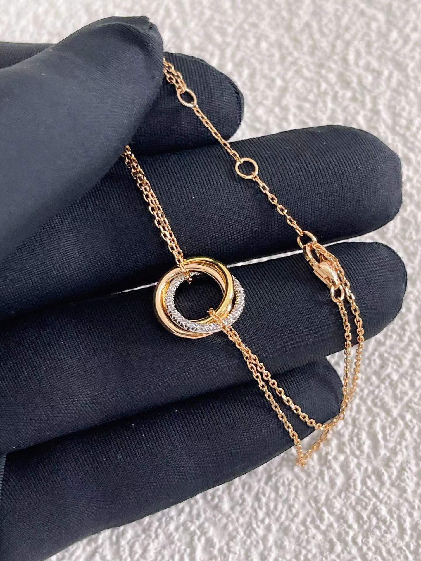 Cartier Triple Ring Tricolor Bracelet with Diamonds