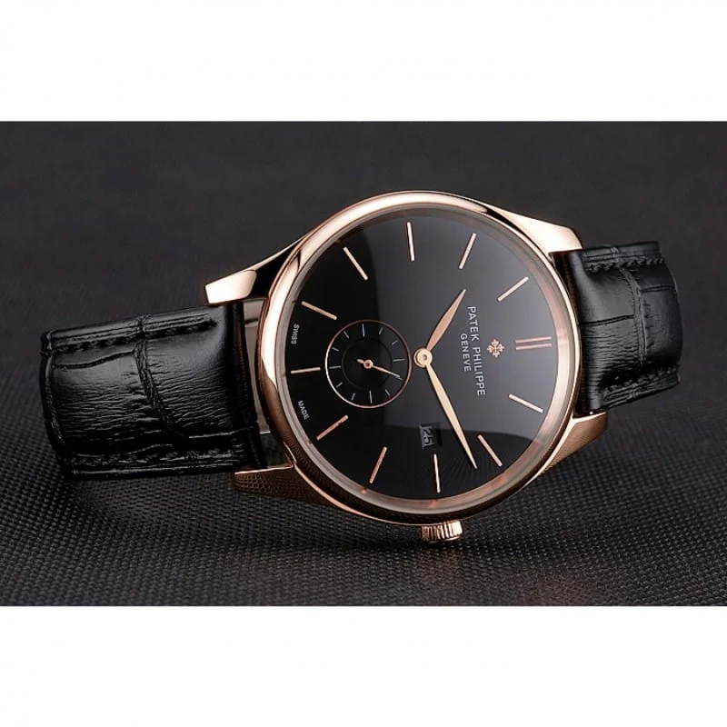 Calatrava Date Dial Black 40 mm, Rose Gold Plated