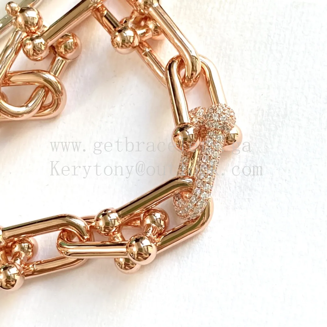 Tiffany HardWear Large Link Bracelet in Yellow Gold/White Gold/Rose Gold with Diamonds