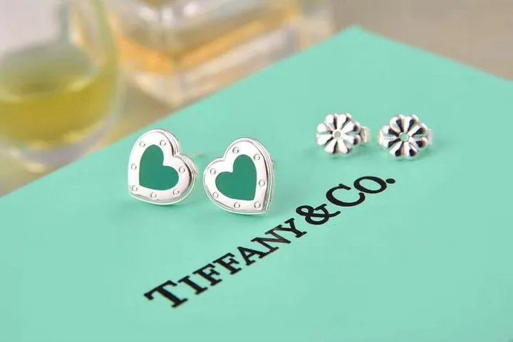 New Style Tiffany Replica Love Heart Earrings With Blue  60994862