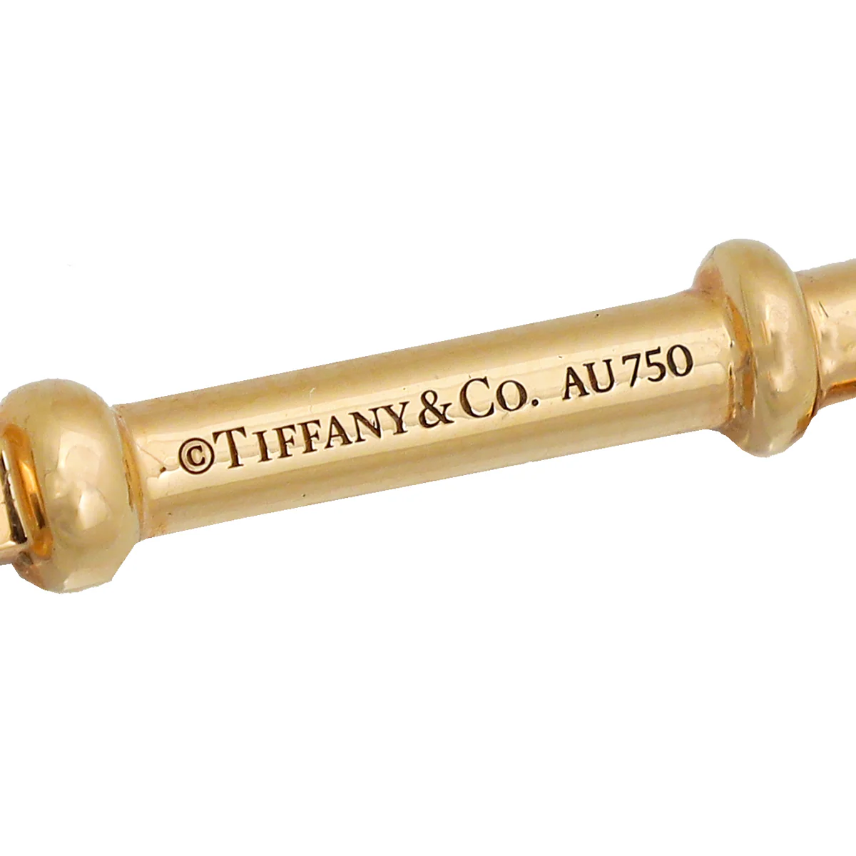 Tiffany & Co 18K Yellow Gold Diamond Heart Key Pendant Necklace