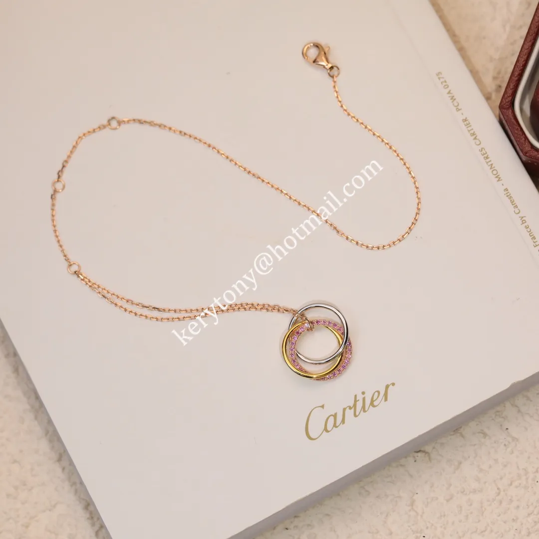 Replica Cartier Trinity Bracelet White Gold/Yellow God with Pink Diamonds For Womens