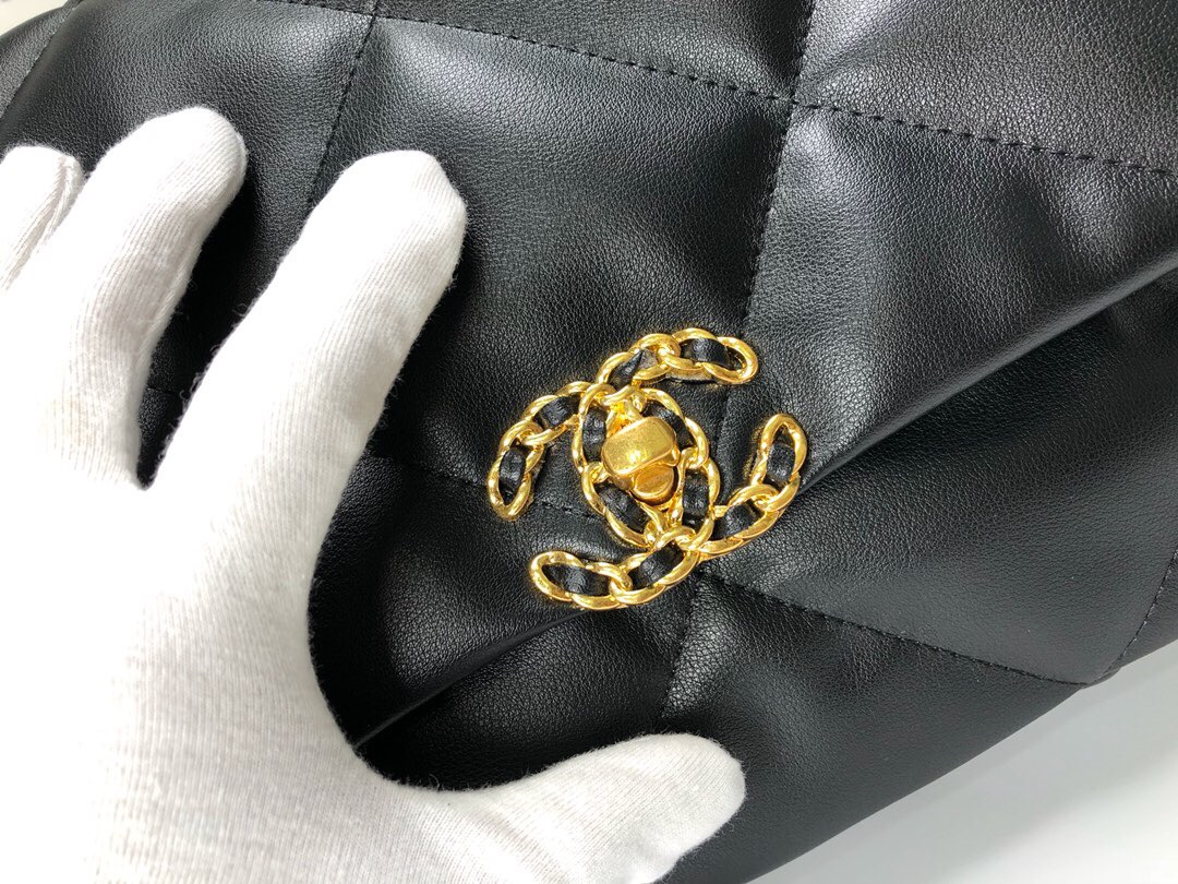 Chanel Lambskin Quilted Large19 Flap Shoulder Bag Handbag