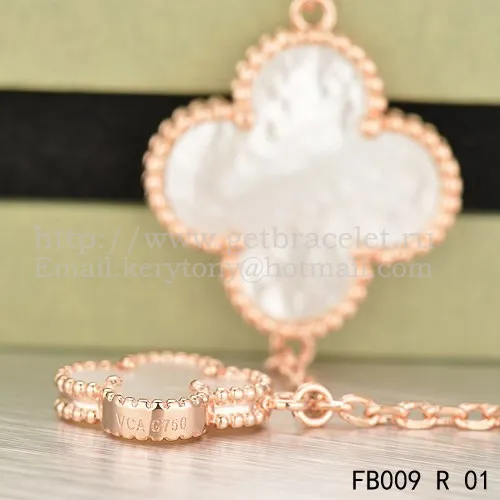 Van Cleef & Arpels Magic Alhambra Bracelet 5 Motifs Pink Gold With White Mother Of Pearl