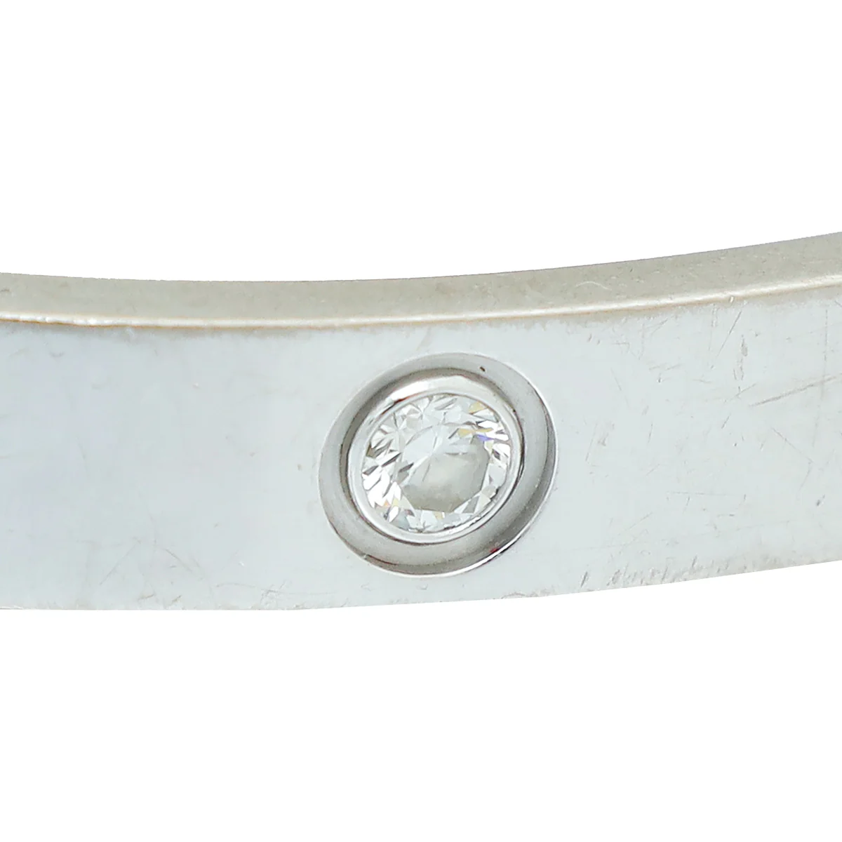 Cartier 18K White Gold 4 Diamond Love Bracelet 17