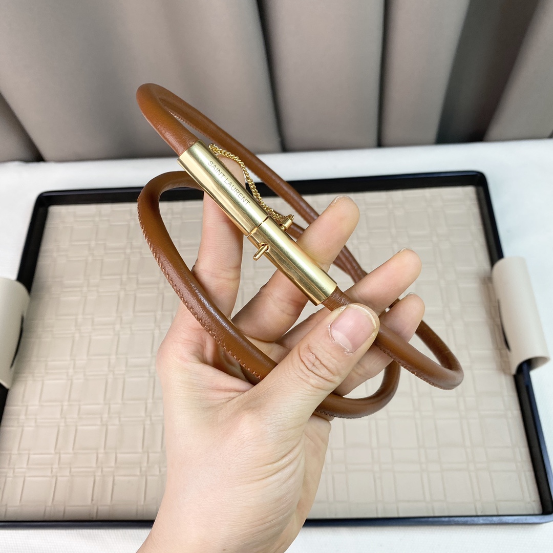 YSL Saint Laurent Leather Belts 1:1 Mirror Version