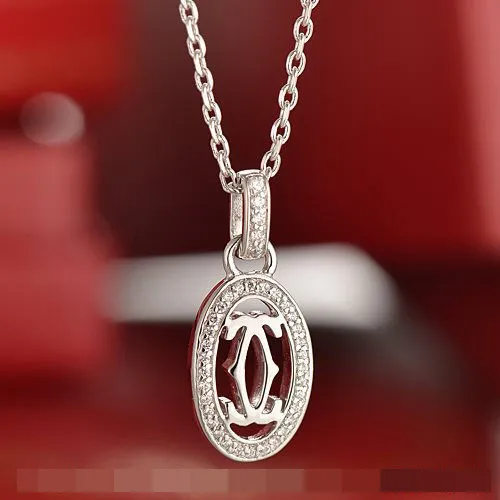 Cartier Logo Double C Necklace In White Gold With Diamonds